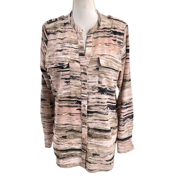 Calvin Klein Womens Size Medium Button-Up Roll Tab Sleeves Blouse Professional - Picture 2 of 9